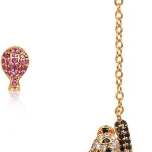 925 Sterling Silver Asymmetric Bear Balloon & Paper Clip Stud Earrings for Women